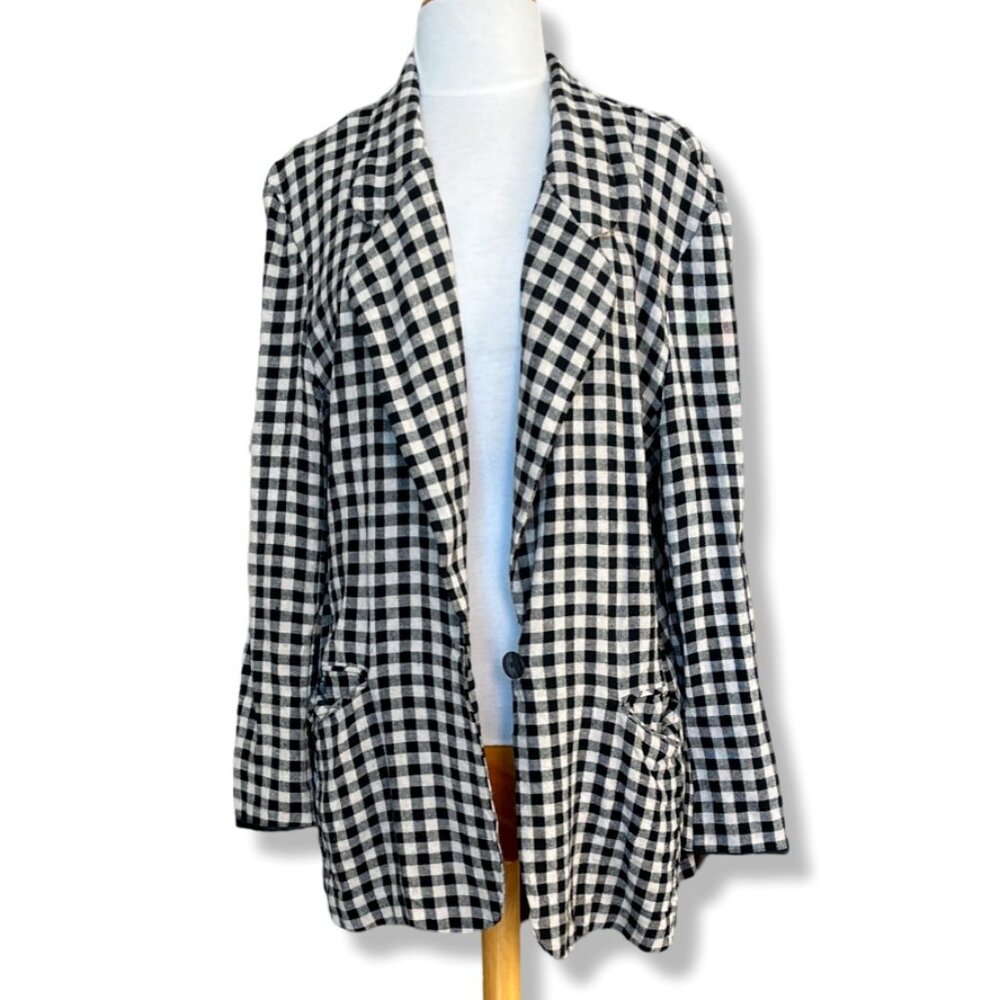 Panther Black & Cream Tan Checkered Blazer
